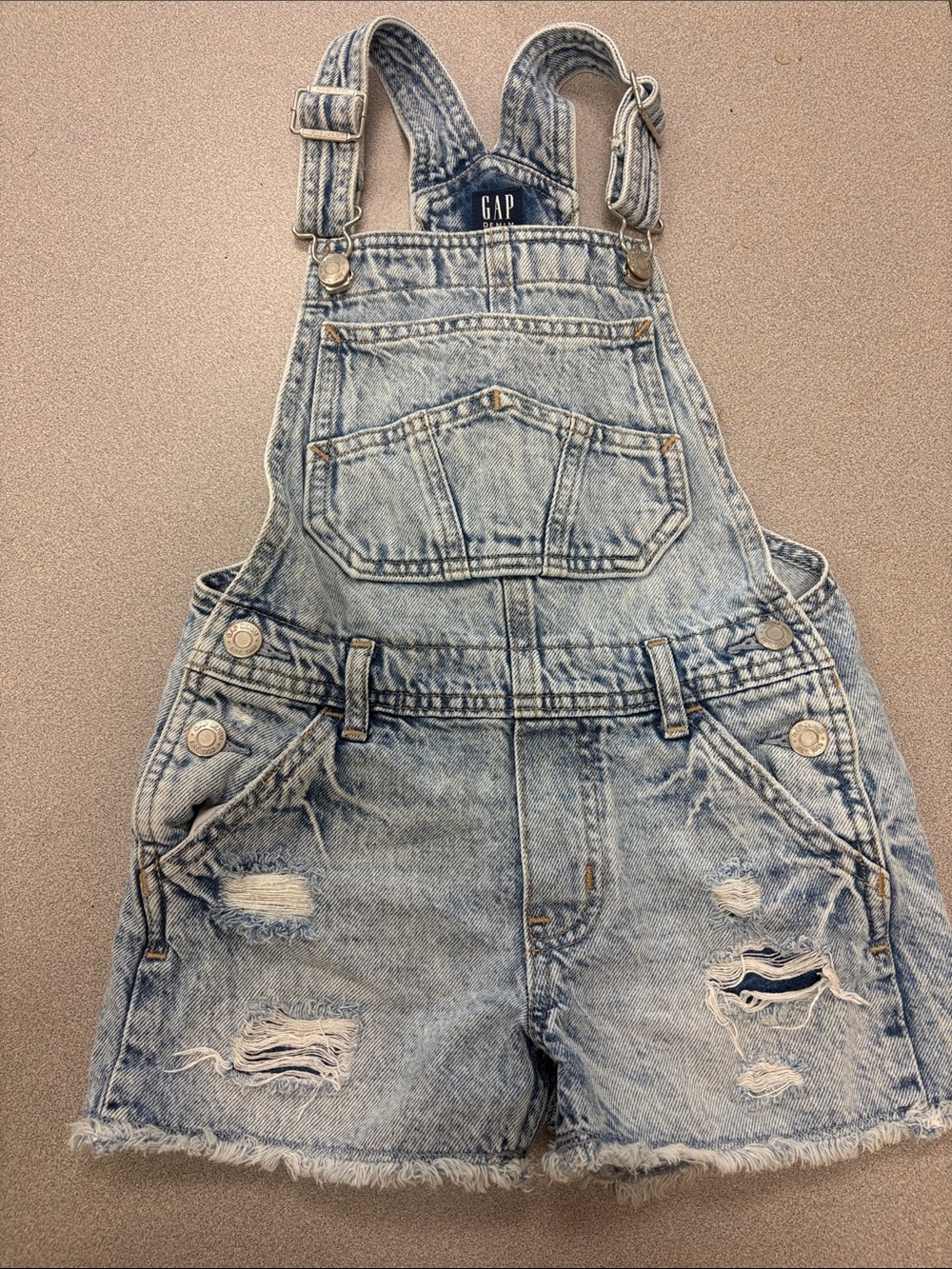 GAP Light Blue Distressed Denim Kids Overalls Shorts